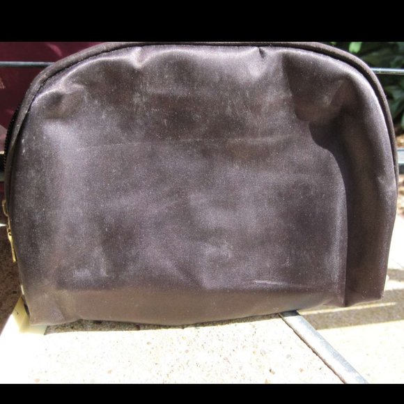 Brown Silky Modella Zippered Make Up Tote Bag Clutch Purse Handbag - Picture 2 of 10